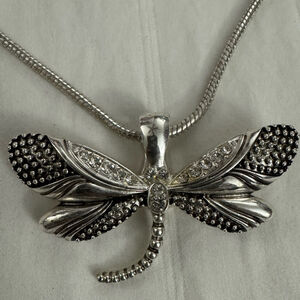 The Roman Company: Wearable Art Series Antique Silver-Tone Dragonfly Necklace